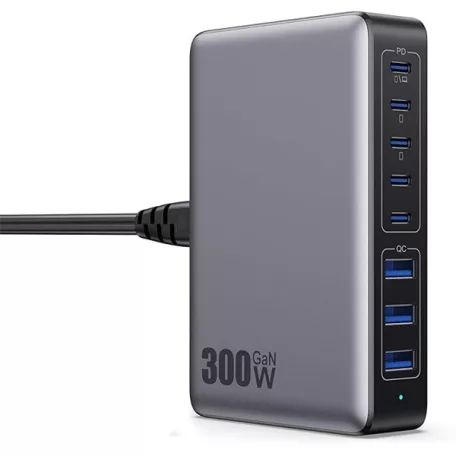 BLACKBIRD Hálózati Töltő Hordozható GAN 300W 5xUSB-C PD + 3xUSB QC, Fekete