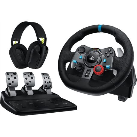 LOGITECH Játékvezérlő - G29 Driving Force Racing Kormány PS3/PS4/PS5/PC +  G435 Vezeték nélküli Gaming headset, fekete