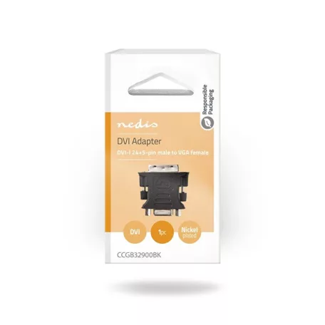 Nedis CCGB32900BK DVI-I - VGA adapter, DVI-I 24+5 Male - VGA Female