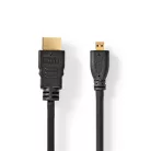Nedis CVGL34700BK15 micro HDMI - HDMI kábel 4K@30Hz, 10.2 Gbps, 1.50 m