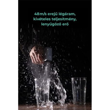 KICA FY4673 ultraerős légfúvó, 48 m/s, 185 gramm tolóerő, LED, 327 gramm, Turbo Boost, 4 mágneses fúvóka, gyorstöltés