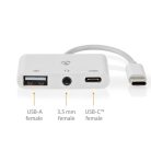 Nedis CCGB64790WT01 USB-C multiport, USB C - USB-A anya / USB- anya / 3,5 mm-es anya