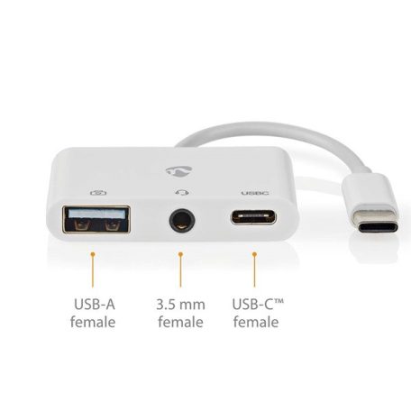 Nedis CCGB64790WT01 USB-C multiport, USB C - USB-A anya / USB- anya / 3,5 mm-es anya