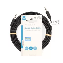   Nedis CAGL22000BK50 sztereo audio kábel, 3,5 mm jack dugó - 3,5 mm jack dugó, 5m