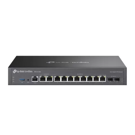 TP-LINK Vezetékes VPN Router 2xWAN/LAN(2.5Gbps)+ 8xWAN/LAN(1000Mbps) + 2xSFP + 1xUSB + 1xkonzol port, ER7412-M2