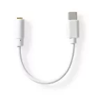 Nedis CCGB65950WT01 USB-C (USB C) dugó - 3,5 mm sztereo jack aljzat, aranyozott, 0,10m