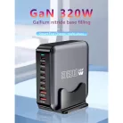 BLACKBIRD Hálózati Töltő GAN 320W 1xUSB-C PD100W + 1xUSB-C PD65W + 4xUSB-C PD30W + 2xUSB QC18W, Fekete