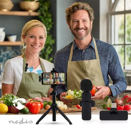 Nedis MICW110BK vezeték nélküli mikrofon, használható Notebook / Okostelefon / Tablet,  USB Type-C™
