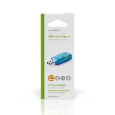   Nedis USCR10051BU USB hangkártya, 3,5mm mikrofon és fejhallgató csatlakozás, virtuális 5.1 3D hangadapter
