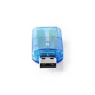Nedis USCR10051BU USB hangkártya, 3,5mm mikrofon és fejhallgató csatlakozás, virtuális 5.1 3D hangadapter