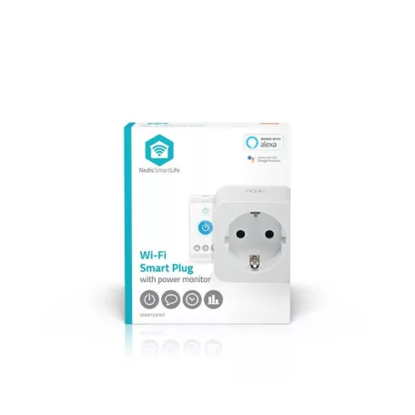 Nedis WIFIP121FWT okos konnektor, Wi-Fi, IP21, 16A, 3680W, fogyasztásmérő, Android™ / IOS