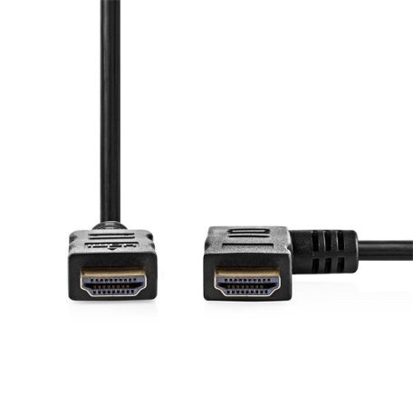 Nedis CVGP34260BK15 nagy sebességű HDMI kábel, 4K@30Hz, 10.2 Gbps, 1.50 m, pipa jobbos csatlakozó