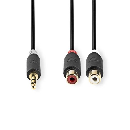 Nedis CABW22250AT02 sztereo audió kábel 3,5mm sztereo jack - 2x RCA aljzat,  Aranyozott,  0,20m