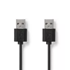Nedis CCGL60001BK20 USB A apa - USB-A apa kábel, USB2.0, hossz: 2m