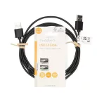 Nedis CCGL60001BK20 USB A apa - USB-A apa kábel, USB2.0, hossz: 2m