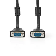   Nedis CCGL59000BK100, VGA kábel, VGA dugó - dugó, Maximális felbontás: 1280x768, hossz: 10m