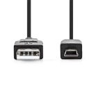 Nedis CCGL60300BK10 USB mini-B 5p (mini USB)kábel, USB 2.0  USB-A dugó  USB mini 5p dugó, 480 Mbps. 1m