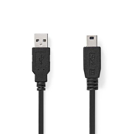 Nedis CCGL60300BK10 USB mini-B 5p (mini USB)kábel, USB 2.0  USB-A dugó  USB mini 5p dugó, 480 Mbps. 1m