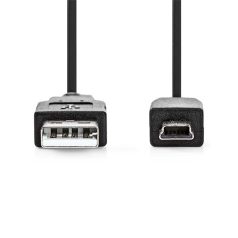   Nedis CCGL60300BK20 USB mini-B 5p (mini USB)kábel, USB 2.0  USB-A dugó  USB mini 5p dugó, 480 Mbps. 2m