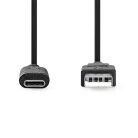 Nedis CCGL61650BK10 USB 3.2 Gen 1, USB-A dugó - USB-C (USB C) dugó kábel, 60W, 10 Gbps, 1m