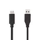 Nedis CCGL61650BK10 USB 3.2 Gen 1, USB-A dugó - USB-C (USB C) dugó kábel, 60W, 10 Gbps, 1m