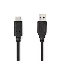   Nedis CCGL61650BK10 USB 3.2 Gen 1, USB-A dugó - USB-C (USB C) dugó kábel, 60W, 10 Gbps, 1m