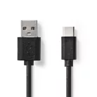 Nedis CCGL60601BK10 USB A - USB C (USB-C) kábel, 5W, hossz 1m