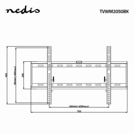 Nedis TVWM2050BK LCD TV / monitor fali tartó fix 42 - 70 "  Max. teherbírás: 60 kg,  Min. faltávolság: 29 mm