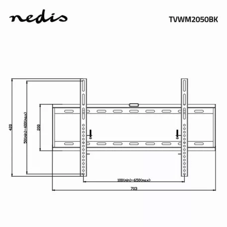 Nedis TVWM2050BK LCD TV / monitor fali tartó fix 42 - 70 "  Max. teherbírás: 60 kg,  Min. faltávolság: 29 mm