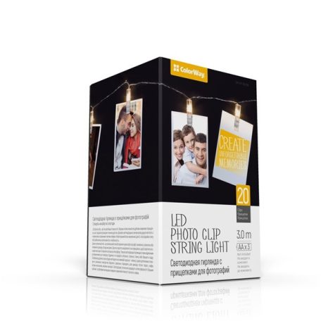COLORWAY LED füzér fotócsipeszes fényképtartó 20 LED / 3M (CW-LCP-20L30B)