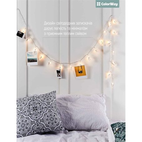 COLORWAY LED füzér fotócsipeszes fényképtartó 40 LED / 4,2M (CW-LCP-40L42B)