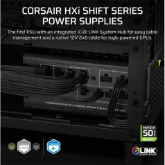   CORSAIR Tápegység Moduláris, iCUE LINK HXi SHIFT Series, HX1000i SHIFT, 1000 Watt, Cybenetics Platinum