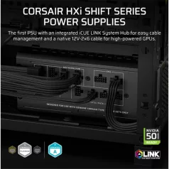   CORSAIR Tápegység Moduláris, iCUE LINK HXi SHIFT Series HX1500i SHIFT, 1500W, Cybenetics Platinum