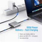 COLORWAY USB hub (dokkolóállomás) ColorWay USB-C 3 az 1-ben Type C PD 100W/USB3.0/HDMI 4K (CW-HUB08)