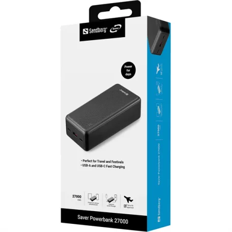 SANDBERG Hordozható akkumulátor, Saver Powerbank 27000