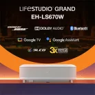 EPSON Projektor - Lifestudio Grand – EH-LS670W Gyémántfehér (3LCD, 4K Pro, 16:9, 3600 AL, 5 000 000:1, HDMI/USB/WiFi)