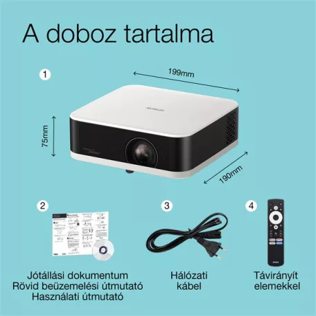 EPSON Projektor - Lifestudio Pop – EF-61W Gyémántfehér (3LCD, 1920x1080, 16:9, 700 AL, 5 000 000:1, HDMI/USB/WiFi)