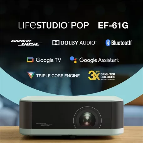 EPSON Projektor - Lifestudio Pop – EF-61G Jégzöld (3LCD, 1920x1080, 16:9, 700 AL, 5 000 000:1, HDMI/USB/WiFi)