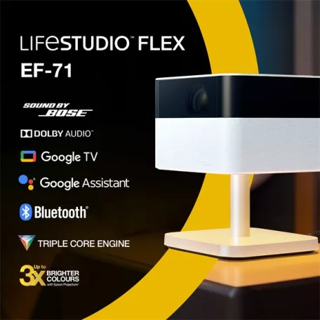 EPSON Projektor - Lifestudio Flex – EF-71 Gyémántfehér (3LCD, 1920x1080, 16:9, 700 AL, 5 000 000:1, HDMI/USB/WiFi)