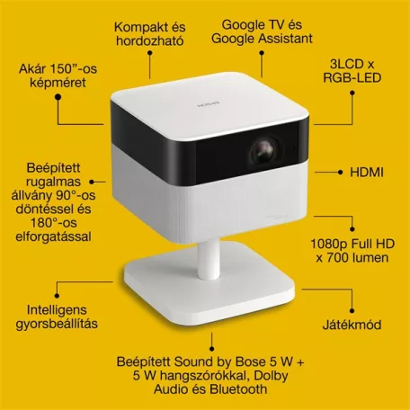 EPSON Projektor - Lifestudio Flex – EF-71 Gyémántfehér (3LCD, 1920x1080, 16:9, 700 AL, 5 000 000:1, HDMI/USB/WiFi)
