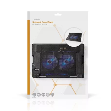 Nedis NBCR200BK notebook hűtő, 14 - 18", 2 X 140mm ventilátor, LED, 1200 rpm