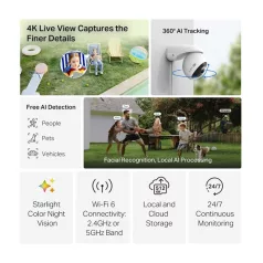   TP-LINK Wireless Kamera Cloud kültéri forgatható színes éjjellátó 4K 8 Megapixel, AI támogatás, Dual-Band, TAPO C560WS