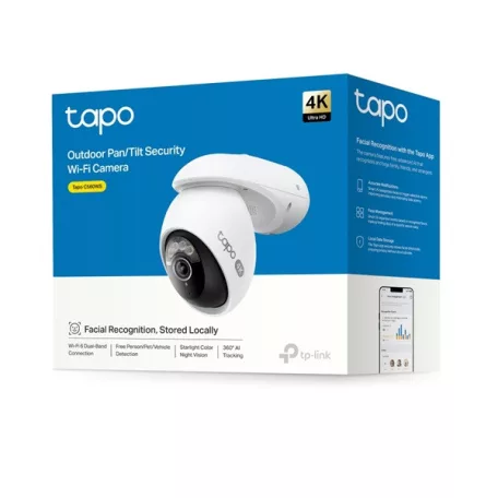 TP-LINK Wireless Kamera Cloud kültéri forgatható színes éjjellátó 4K 8 Megapixel, AI támogatás, Dual-Band, TAPO C560WS