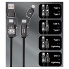 BLACKBIRD Adatkábel Extreme 4in1 USB-A/USB-C/Lightning 50-200cm, fekete