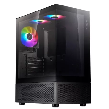 ADATA XPG Ház Midi ATX Invader X Mini, 5x120mm RGB ventilátor, Tápegység nélkül, üvegfalú, fekete