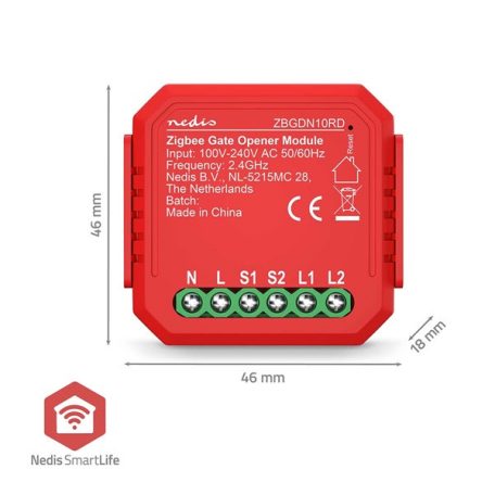 Nedis ZBGDN10RD smart Garázskapu-nyitó | 2,5 W | Terminál csatlakozás | Alkalmazás elérhető: Android™ / IOS