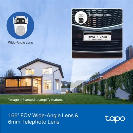 TP-LINK Wireless Kamera Cloud kültéri forgatható színes éjjellátó dupla lencse AI támogatás, TAPO C545D
