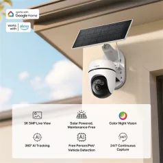   TP-LINK Wireless Kamera Cloud kültéri + Okos Solar Panel IP65, TAPO C630 KIT