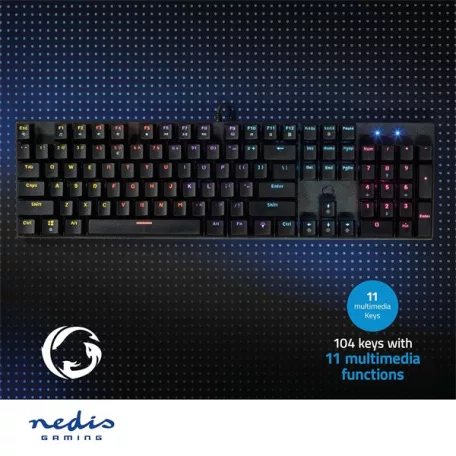 Nedis GKBDM110BKUS gamer billentyűzet, USB,Mechanikus gombok | LED | QWERTY | Amerikai kiosztás