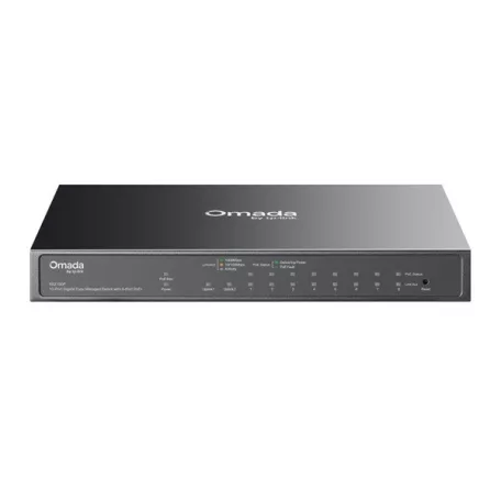 TP-LINK Switch 9x1000Mbps (8xPOE+) +1xGigabit SFP kombó Fémházas Easy Smart (Omada), ES210GP